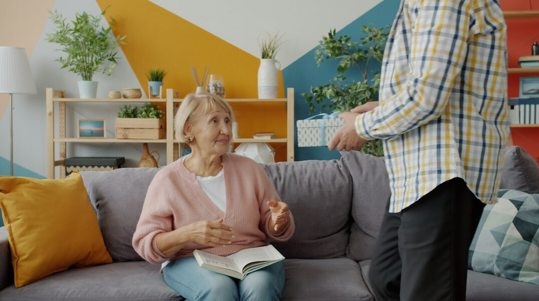 seniors chatting in cozy room